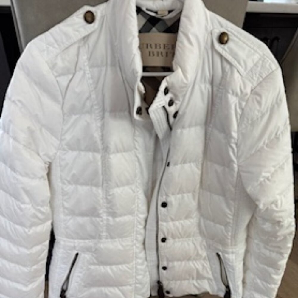 BURBERRY BRIT DALESBURY White Quilted Down Puffer Jacket size XL